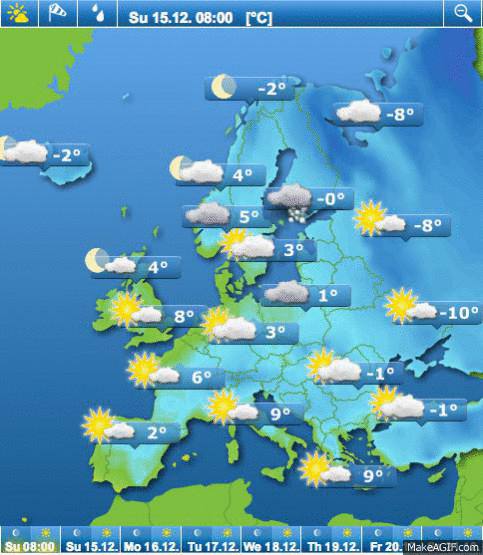 4 days animated weather forecast for Europe and Romania (Prognoza vremea in...